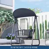Columpio Mecedora Eléctrica para Patio de Villa al Aire Libre Columpio Doble Colgante de Ratán a Prueba de Lluvia al Aire Libre con Techo Parasol