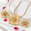 Set de Joyería Dulce y Lindo Transfronterizo, Collar con Colgante de Flor a la Moda y Personalizado, Aretes de Flor, Collar y Aretes