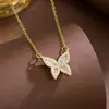 Collar de Mariposa Dulce Full Diamante Estilo Coreano Moda de Nicho para Mujer Cadena para Clavícula Versátil Joyería de Lujo Ligero Temperamento Simple Venta al por Mayor