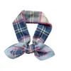 100% Algodón Diseño Coreano Cuadros Azules Cuadrado Pequeño Bufanda para Mujer Primavera Verano Versátil Combinación Camisa Decoración Bufanda Pequeña para Cuello Bufanda de Seda