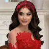 Comércio Exterior Nova Faixa de Cabeça Handmade com Strass de Cristal Vermelho Acessórios de Cabelo para Festa de Casamento Performance Acessórios para Vestido Dz273
