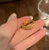 Anillo de Plata de Ley S925 Color Oro Vintage Espiga de Trigo con Circonita para Mujer, Diseño Abierto Ajustable, Anillo de Dedo Índice de Lujo Ligero de Nicho
