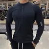 Maillot de ciclismo para hombre de manga larga con cremallera, top deportivo para fitness de primavera y otoño, secado rápido, ajuste ceñido, chaqueta elástica para entrenamiento de running