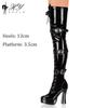Botas Largas Elásticas hasta la Rodilla de Tacón Grueso Ultra Alto Sexy Brillantes de Charol Europeo y Americano Talla Grande Sm Transgénero Venta al por Mayor