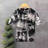 2025 Verão Nova Gola Redonda Seda Gelo Manga Curta T-shirt Masculina Casual Respirável Plus Size Meia Manga T-shirt Top Camisa Da Moda