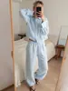 2026 Nuevo Traje Casual de Moda Estilo Commuter Cárdigan Superior Pantalones Rectos Holgados Pantalones Largos Ropa Femenina Europea y Americana Transfronteriza