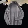 Suéter casual de cuello alto liso para hombres y parejas, top de manga larga para primavera y otoño, adelgazante y favorecedor, jersey de punto básico
