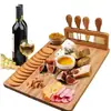 En stock tabla de quesos de bambú tabla de cortar quesos juego de cuchillos cuatro en uno tabla de cortar para cocina doméstica estilo transfronterizo de Amazon