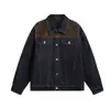 Jaqueta Jeans Boxy Lavada Estilo Rua Americana Urso Mágico para Homens, Outono Gola Reversível, Casaco Estiloso de Trabalho
