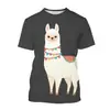 Camiseta 3D de Alpaca de Dibujos Animados para Hombre Animal Lindo Ropa Urbana Harajuku Camiseta de Manga Corta Top Camiseta