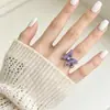 Anel de Abertura Borboleta Feminino Ajustável Cravejado com Zircônia Luxo Leve Design de Nicho Anel para Dedo Indicador Decoração de Anel de Inseto Colorido
