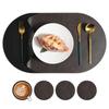 Mantel individual de cuero de vaca estilo Ins nórdico, Vajilla bicolor, Plato ovalado para mesa de comedor estilo occidental, Base resistente al calor, Impermeable