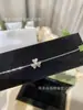 Fanjia Versión Alta Oro Rosa Pétalos Llenos de Diamantes Trébol Collar Pendiente de Flor de Trébol de un Solo Diamante Cadena para Clavícula