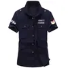 Camisa Casual Resistente para Hombre de Verano 2019 Ropa de Trabajo Estilo Rudo para Exteriores Talla Grande Camisa Militar de Trabajo Hombrera 100% Algodón Camisa Juvenil de Manga Corta para Hombres