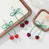 Nuevo Ins Fresco, Dulce y Versátil de Aspecto Caro Verde Lazo Resina Brillo Fino Cereza Artificial Llavero DIY