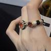 Anillo abierto vintage de la Edad Media, de alta calidad, lujo ligero, traje, anillo antiguo de oro de la industria pesada retro francesa para mujer