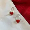 Pendientes Vintage de Corazón Color Café para Mujer, Pendientes Sencillos Elegantes de Gota de Aceite para Suéter de Otoño Invierno, Versátiles de Alta Gama con Personalidad