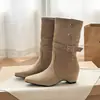 Botas vaqueras retro con tacón grueso para mujer 2026, Botines elegantes de otoño de doble uso Melard Knight, Botas de moda que aumentan la altura