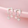 Aretes de Gato Diamante Coreano Brillante Lindo y Dulce Estrella Diamante Pequeño Diseño Temperamento Aretes para Mujer