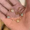 Pulseira de Pedra Tianhe em Forma de Diamante com Trevo de Quatro Folhas, Banhada a Ouro Rosa 18K, Sensação de Luxo Leve e de Alta Qualidade, Presente de Joia de Luxo Leve