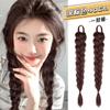Peluca Trenza Femenina Cola de Caballo Alta Juguetona y Linda Natural Artificial Doble Cola de Caballo Popular Sexy Trenza Torcida Peluca