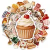Nuevo Set de 50 Piezas de Pegatinas Creativas Retro de Estilo de Vida Alimentario de Temu, Pegatinas Impermeables, Pegatinas Decorativas Nostálgicas para Fans del Estilo de Vida