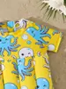 Nuevo Traje de Baño Flotador 2026 para Niños Niños, de una Pieza Manga Corta Estampado de Pulpo Traje Flotador para Bebés, Secado Rápido