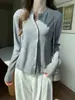 Suéter cardigan de punto para mujer, estilo perezoso, cuello redondo, de lana Tencel, nuevo para otoño e invierno, manga larga, adelgazante, color liso