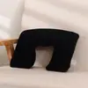 Almohada inflable de flocado de PVC almohada multifuncional para viajes oficina siesta tipo U almohada para el cuello venta al por mayor