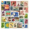 50Pzs Pegatinas de Sellos Retro Dibujos Animados Sello Postal Impermeable Decoración de Coche Papelería Nostálgica Guitarra Pegatinas DIY Venta al por Mayor