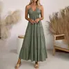 Vestido Feminino Casual Moda Verão 2026 Novo Transfronteiriço Cor Sólida Gola Halter Estilo Férias Costas Nuas Franzido