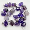 Joias em alta venda cristal natural ágata pedra preciosa coluna hexagonal bala ponta dupla pingente colar acessórios