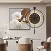 Piedra Llega a Restaurante de la Suerte Pintura Decorativa con Reloj Lujo Ligero Sensación de Gama Alta Pintura de Pared para Comedor Reloj de Pared Simple Transfronterizo