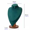 Soporte de Exhibición de Collares de Madera Maciza Color Nogal Maniquí de Cuello para Collares Soporte de Joyería para Colgantes Cuello para Retratos Joyería para Cuello Superficie de Cuero y Terciopelo