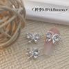 Arte de Unha Metal Cristal Zircônia Borboleta Decoração Tridimensional de Unha com Enfeites de Diamante Cristalino e Laço Iridescente