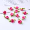 Flores de Rosa Artesanais Prontas com Folhas, Acessórios para Roupas, Rosas de Fita, Flores de Fita de Cetim, Decoração DIY para Lingerie
