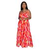 C6878 Moda Europeia e Americana Transfronteiriça Aliexpress Amazon Macacão Feminino Sexy Estampado com Suspensório Plissado de Perna Larga