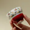 Taza de Té de Cerámica de Alta Gama con Borde Dorado y Diseño de Mariposa y Calabaza, Adecuada para Uso Doméstico, Taza Individual