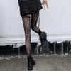 Calcetines largos hasta la rodilla con estampado retro japonés de seda negra de celebridades de Internet para mujer