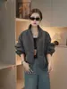 Chaqueta Corta Casual con Cordón y Cuello Alto Versión Coreana para Mujer Suelta de Alta Gama Versátil Pequeña Chaqueta con Cremallera Top