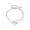 Nuevo Pulsera de Diamantes Chapada en Oro Rosa Moda Coreana Pulsera de Acero de Titanio de Doble Capa Estilo Mori para Niña Joyería Versátil