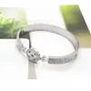 Pulsera de Acero de Titanio Redonda con Diamantes Flor Pequeña Completa de Segunda Mano, Joyería de Pulsera de Acero Inoxidable Color Oro 18K Estilo Lujo Ligero, Se Puede Grabar