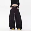 Jeans de diseño retro americano con bolsillo grande y dobladillo curvo para hombre y mujer, nuevos pantalones de primavera/verano holgados de pierna ancha bordados hasta el suelo