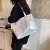 Bolso de Mano Nuevo Estilo Gran Capacidad Hombro Único Lazo Correa de Cinta Transparente Bolso para el Dolor Viajes Diarios Japoneses Bolso Tote