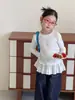 Top de Manga Larga para Niñas Aimobebbe, Estilo Coreano, Suave y Liso, Costilla de Lyocell, Dulce, Capas, Encaje Delicado, Patchwork