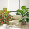 Combinación de Plantas Verdes Simuladas, Rábano Verde Manchado, Hojas en Forma de Corazón Rojo, Plantas Grandes en Maceta Estilo Escandinavo, Decoración del Hogar, Suministro Transfronterizo