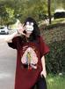 Camiseta de Manga Corta de Algodón Puro para Mujer Hombro Derecho Verano 2025 Nuevo Douyin Kuaishou Transmisión en Vivo Holgada Ropa de Pareja Camiseta de Manga Media