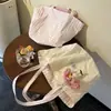 Bolsa Tote Rayada de Doble Cara Estilo Ins Estilo Coreano para Mujer Gran Capacidad Moda Artística Casual Versátil para el Trabajo Bolso de Hombro Único