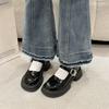Zapatos Mary Jane de Moda de Tacón Grueso para Mujer 2024 Nuevos Loafers Bajos con Hebilla Metálica de Una Línea Uniforme Jk Zapatos de Cuero Pequeños