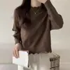 Suéter Pulôver Liso Macio e Aconchegante para Mulheres, Novo Estilo Coreano Outono e Inverno, Soltinho e Doce, Simples Pulôver de Tricô